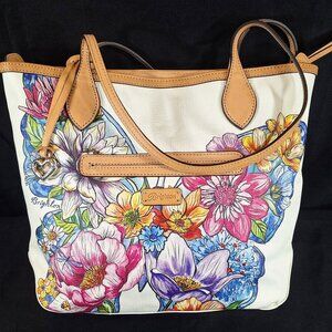 Brighton Lily Embroidered Butterfly Floral Tote MSRP$345 *READ description*